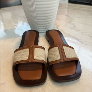 J. Crew like-new brown and canvas sandals size 7